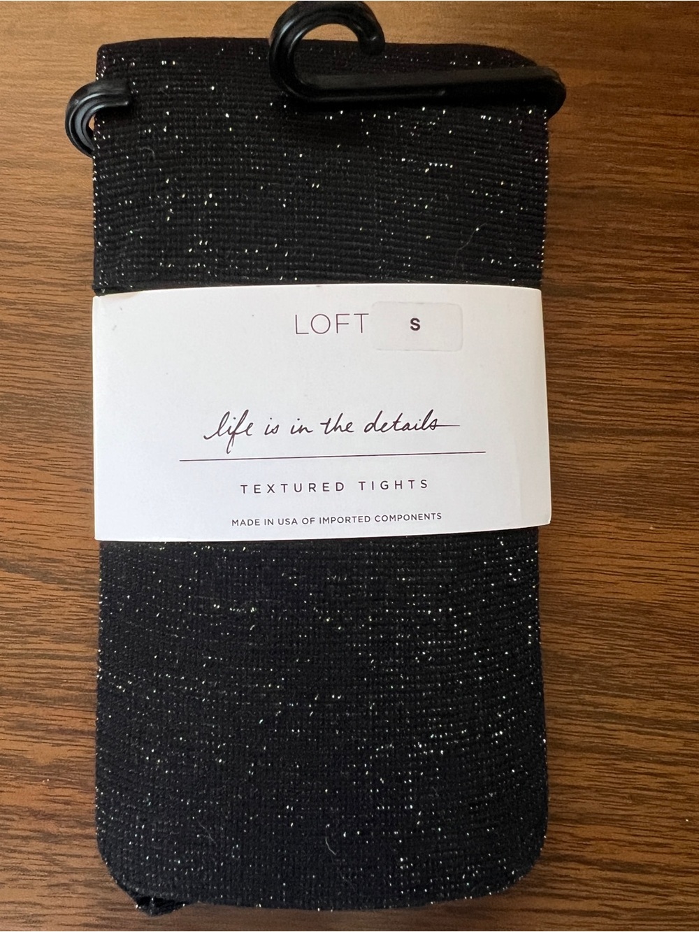 NWT- LOFT Black Textured Shimmery Tights- Size Small